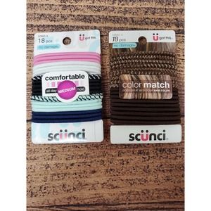2 Scunci Ponytail Holders Elastic Medium Hold 36 Total Hair Ties Color Match